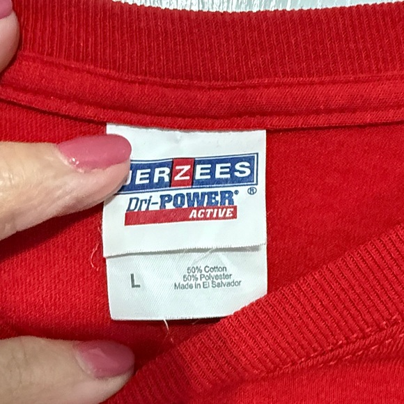 Jerzees Vibrant Red Long Sleeve Shirt - Picture 4 of 5